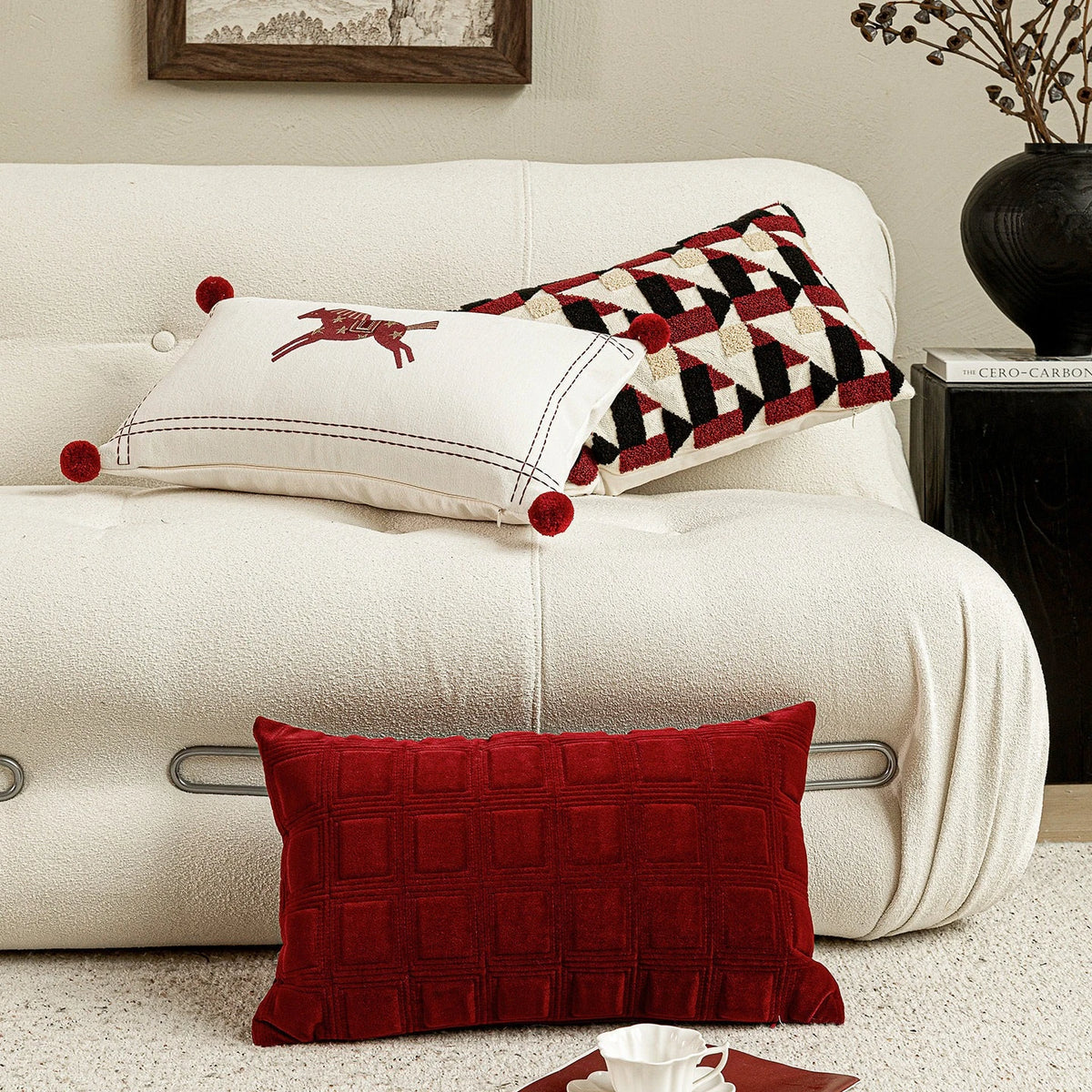 Burgundy Lumbar Cushion Cover