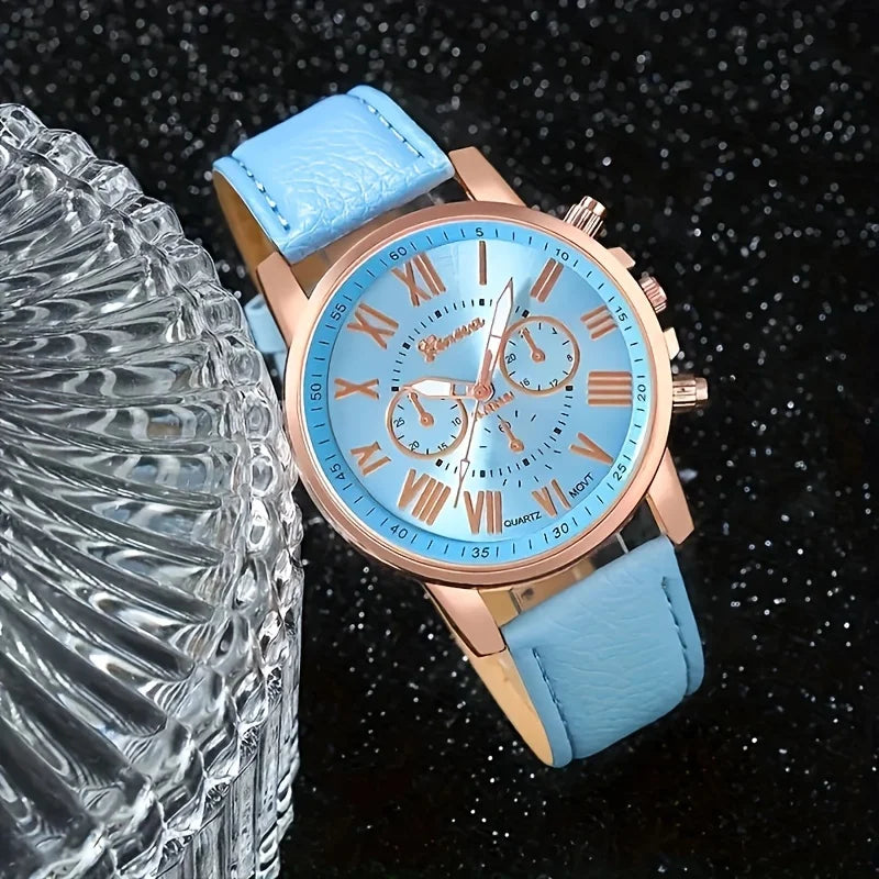 Roman Dial Watch & Jewelry Set