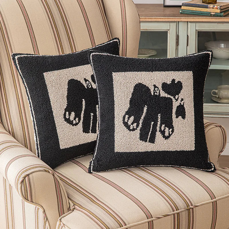Abstract Embroidered Cushion Cover