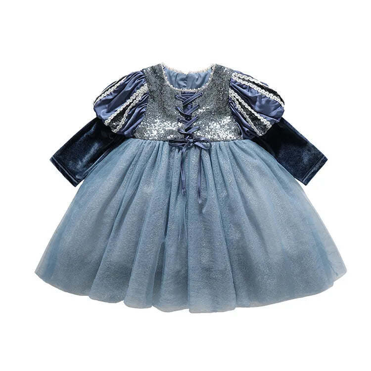 Appliqué Long-Sleeve Occasion Dress