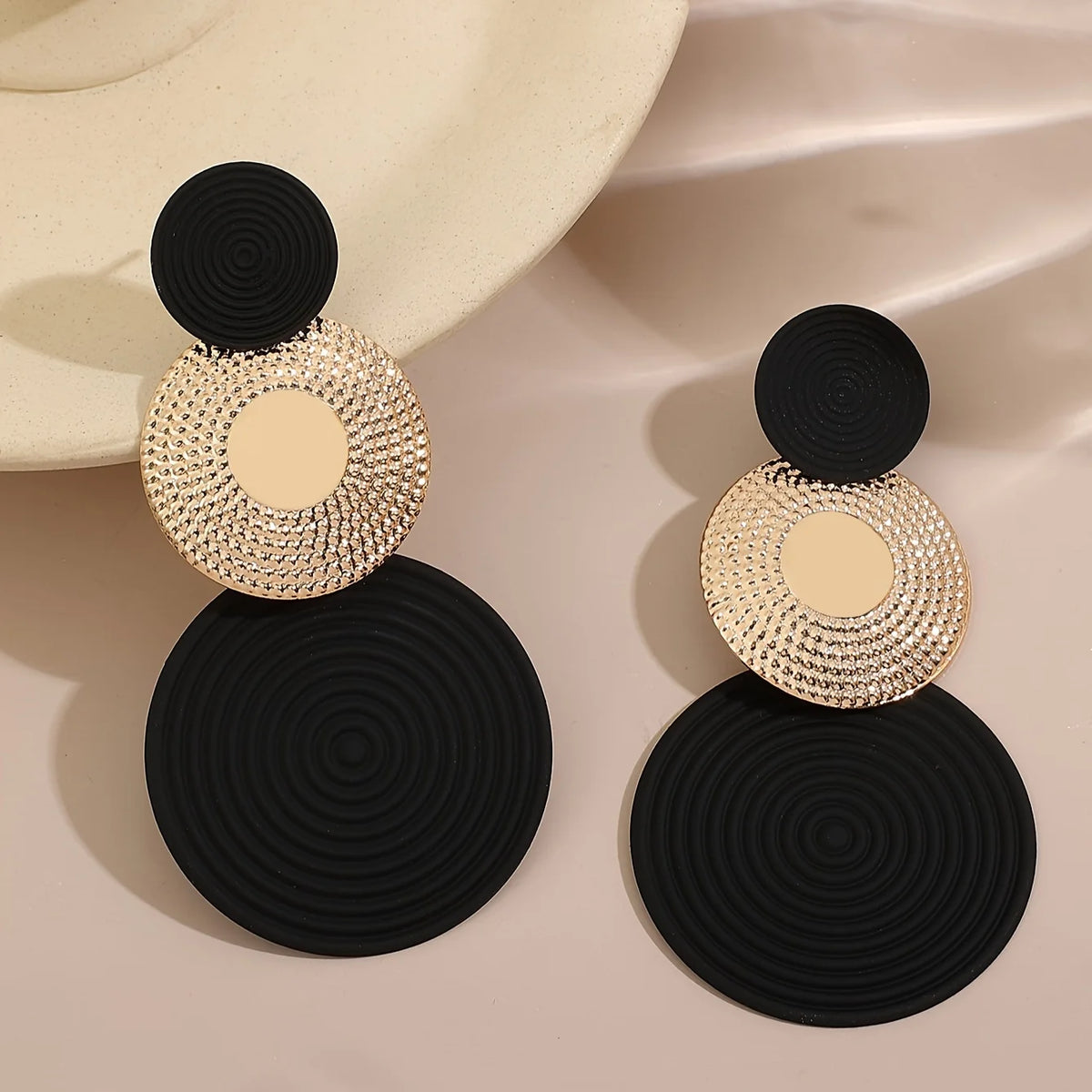 Triple-Circle Drop Earrings