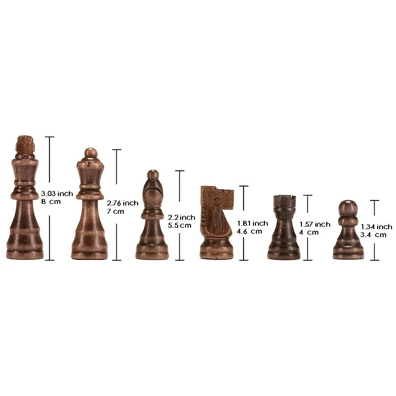 Wooden Chess Pieces — 32-Piece Set