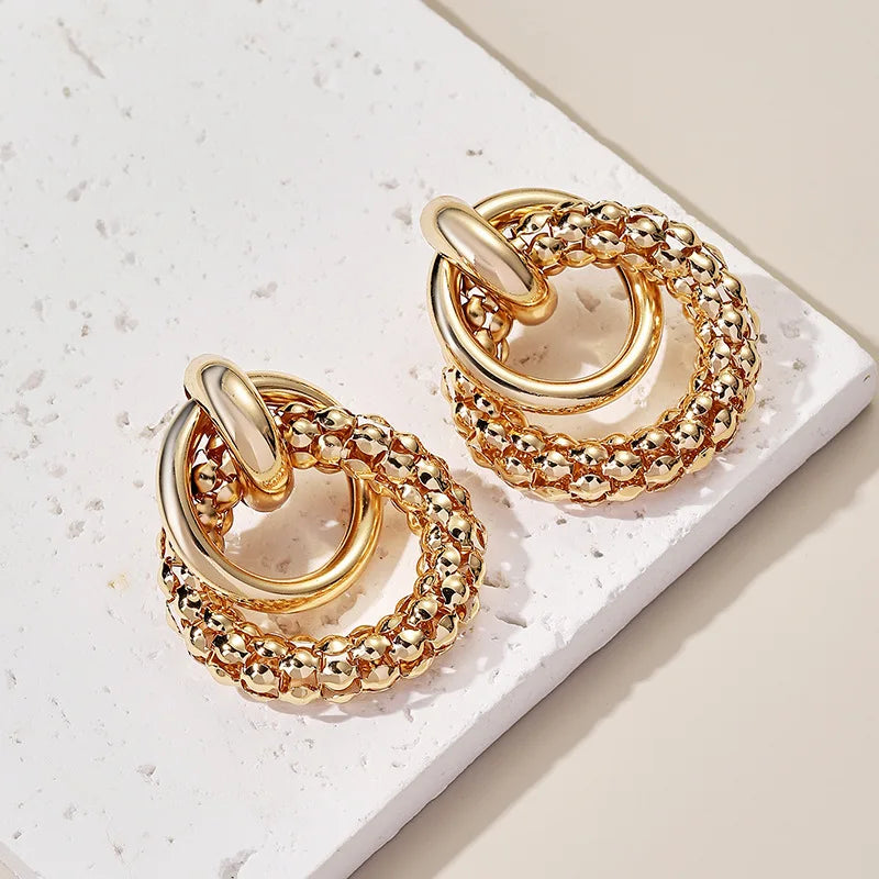 Double-Ring Drop Earrings