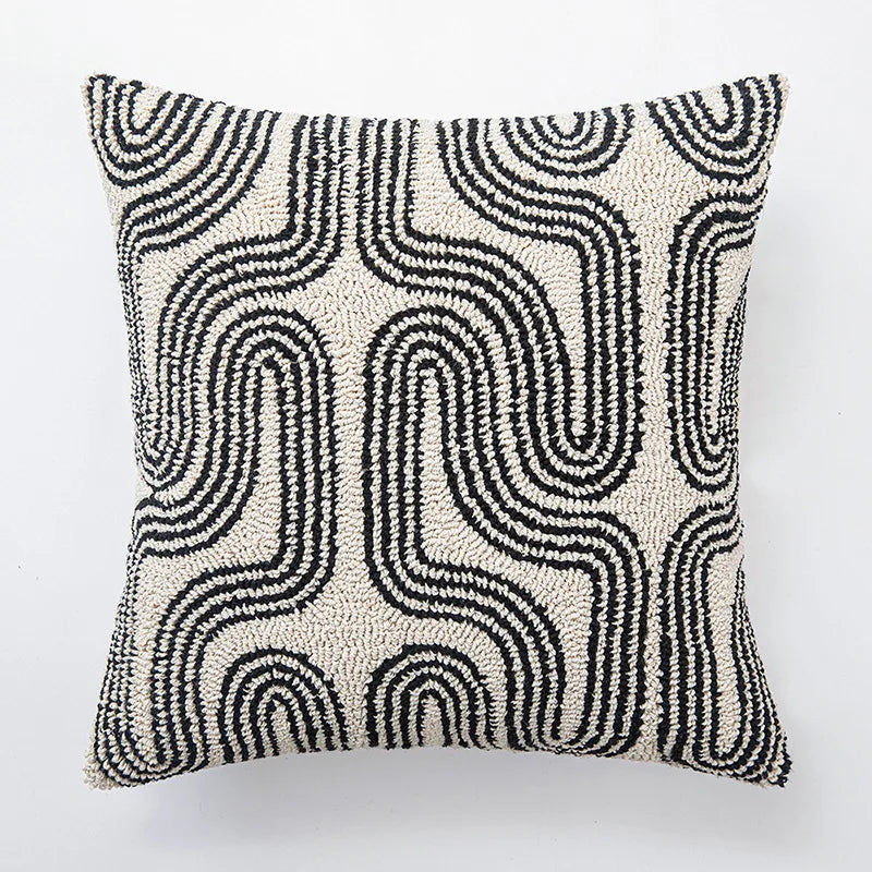 Abstract Embroidered Cushion Cover