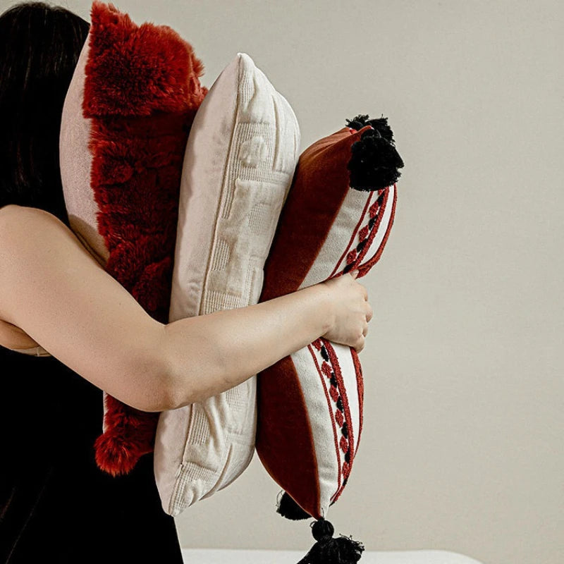 Burgundy Lumbar Cushion Cover