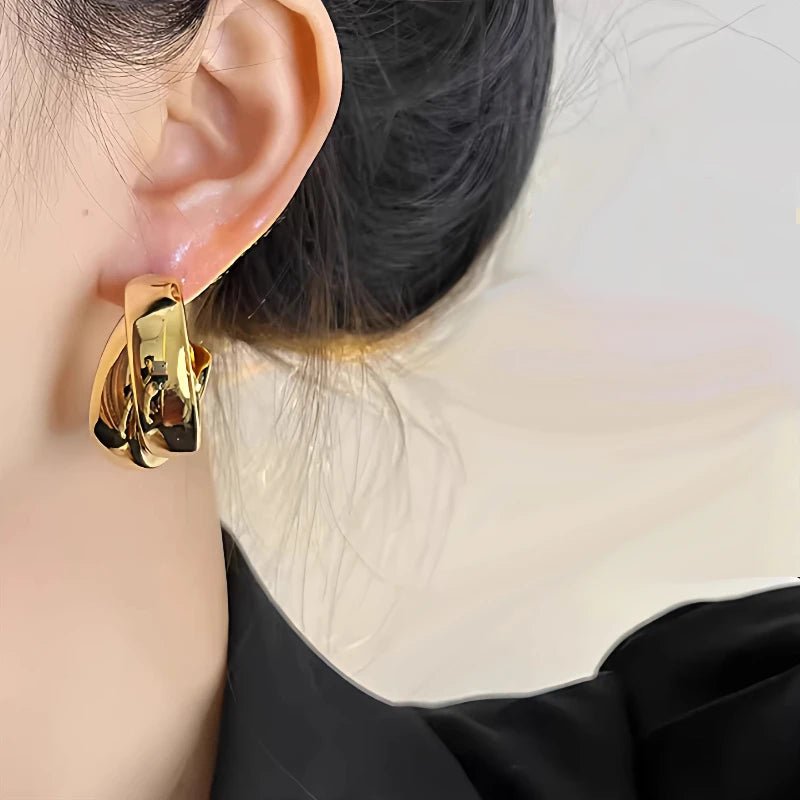 Crisscross Clip-On Hoop Earrings