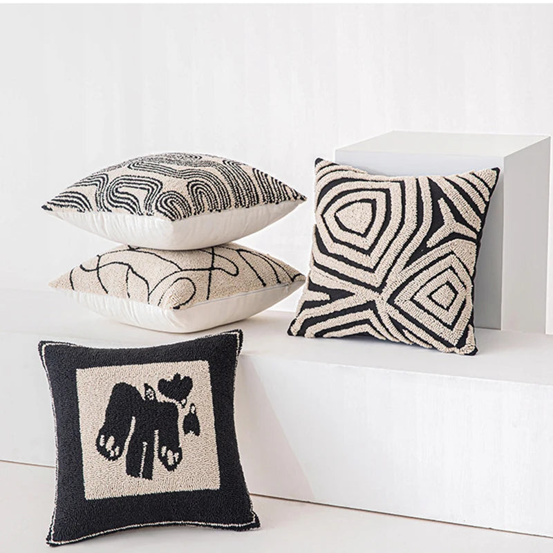 Abstract Embroidered Cushion Cover
