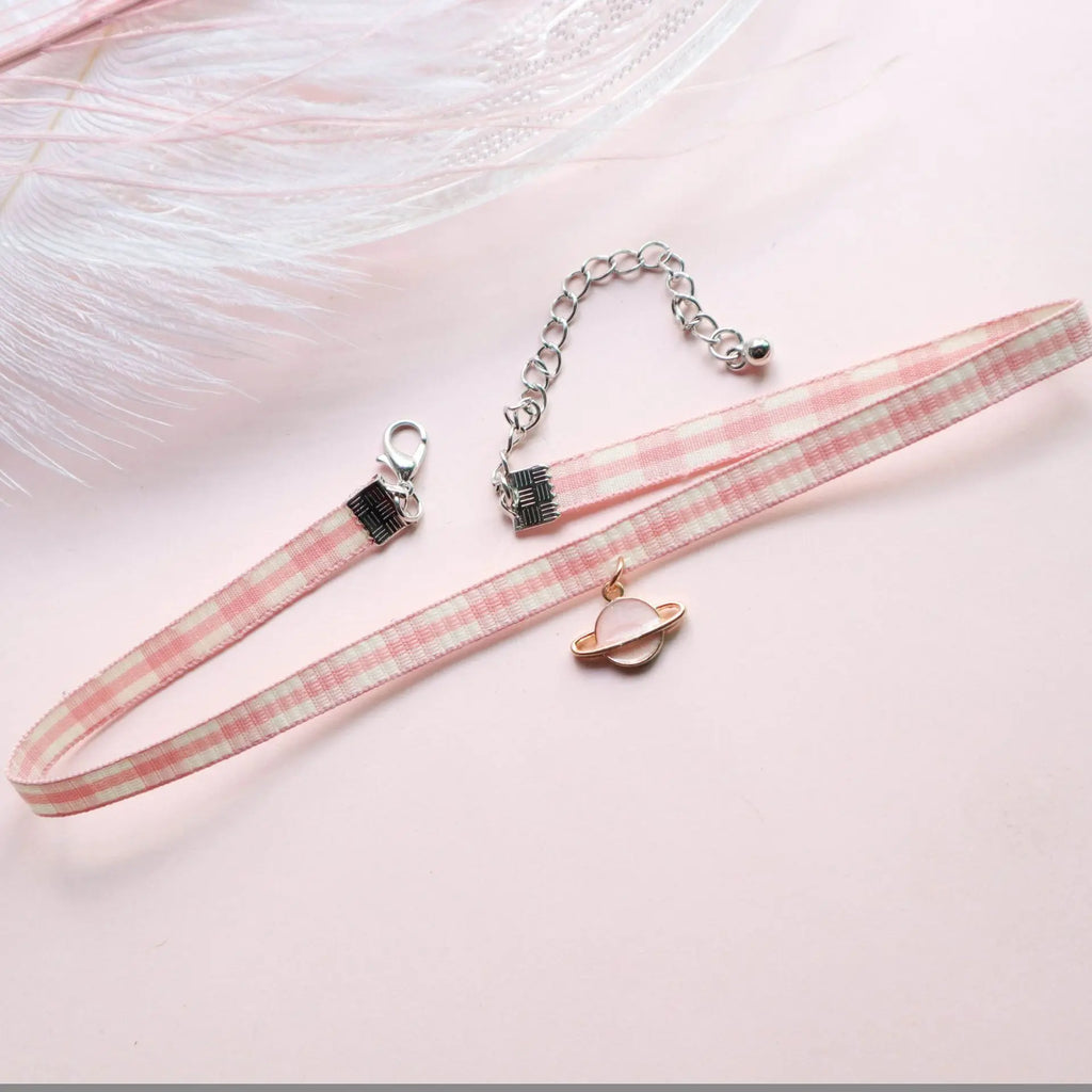 Pink Lace Charm Choker