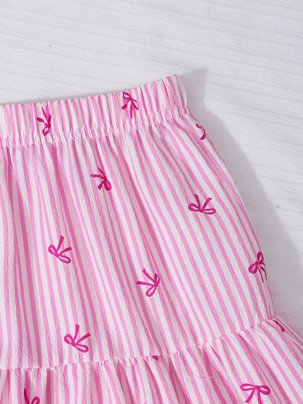 Bow-Print Striped Skirt