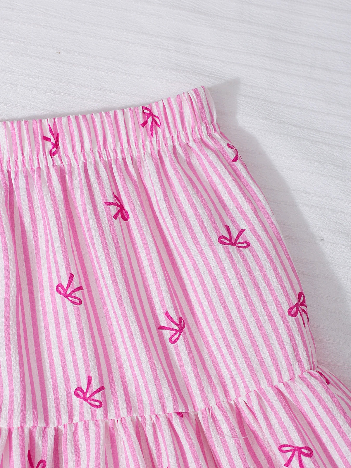 Bow-Print Striped Skirt