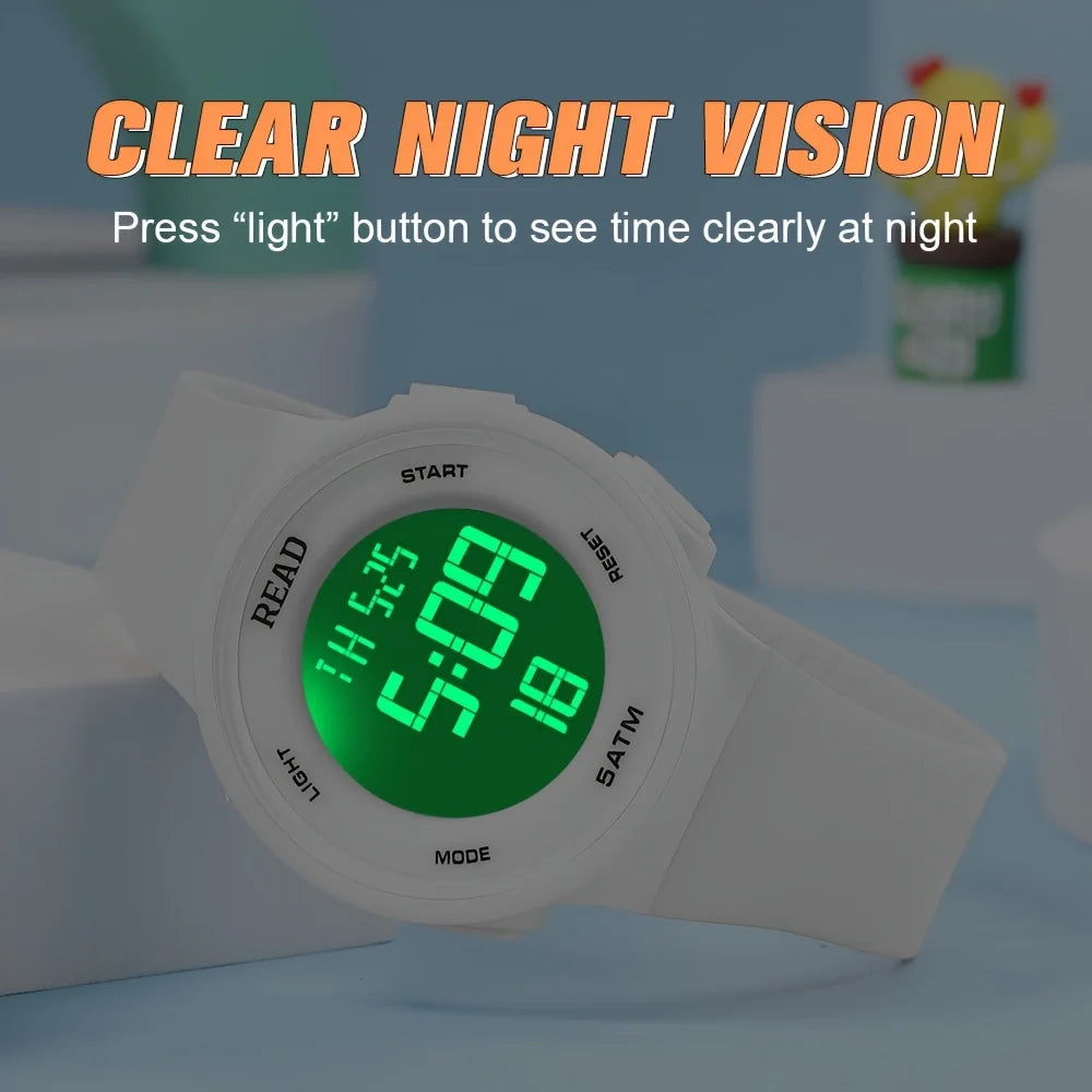 Round Digital Backlight Watch
