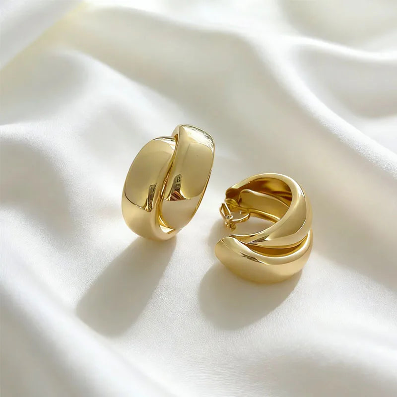 Crisscross Clip-On Hoop Earrings