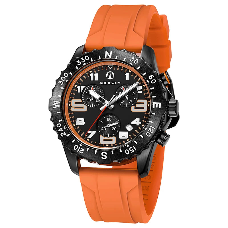 Aocasdiy 44 mm Sport-Style Quartz Watch