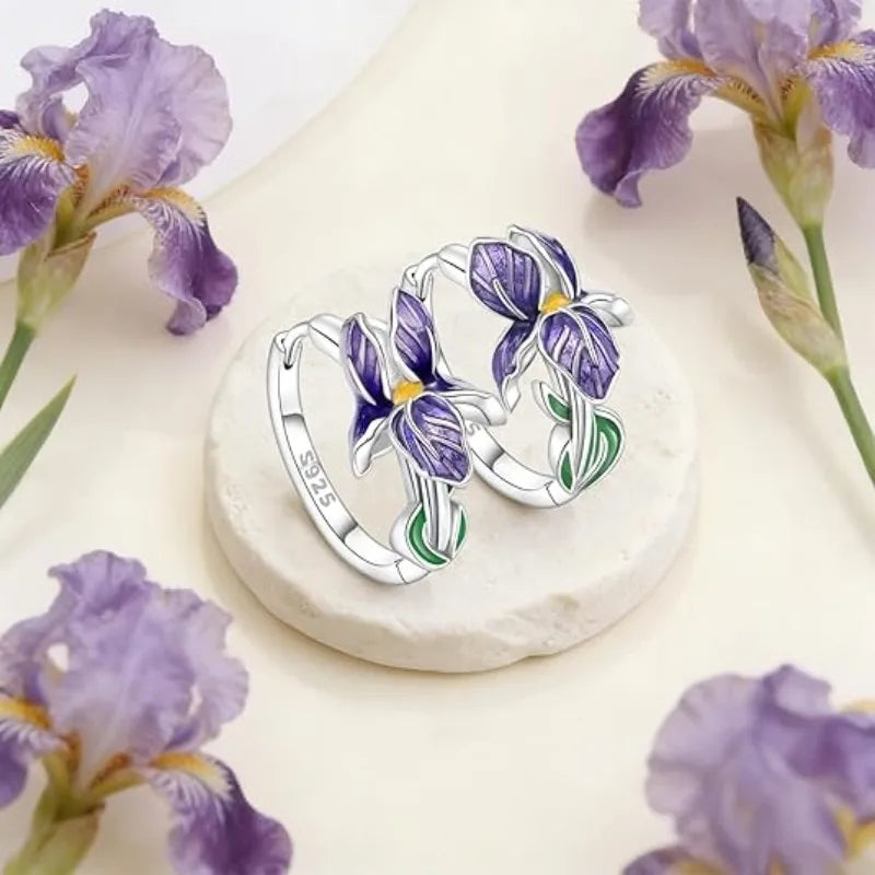 Purple Iris Earrings