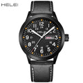 Leather-Strap Calendar Quartz Watch