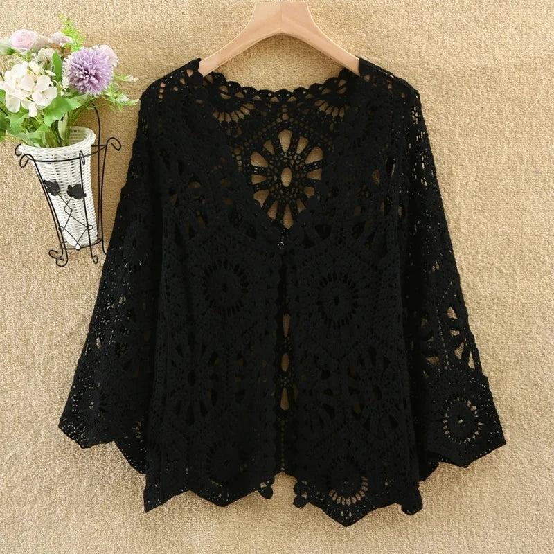 Openwork V-Neck Top