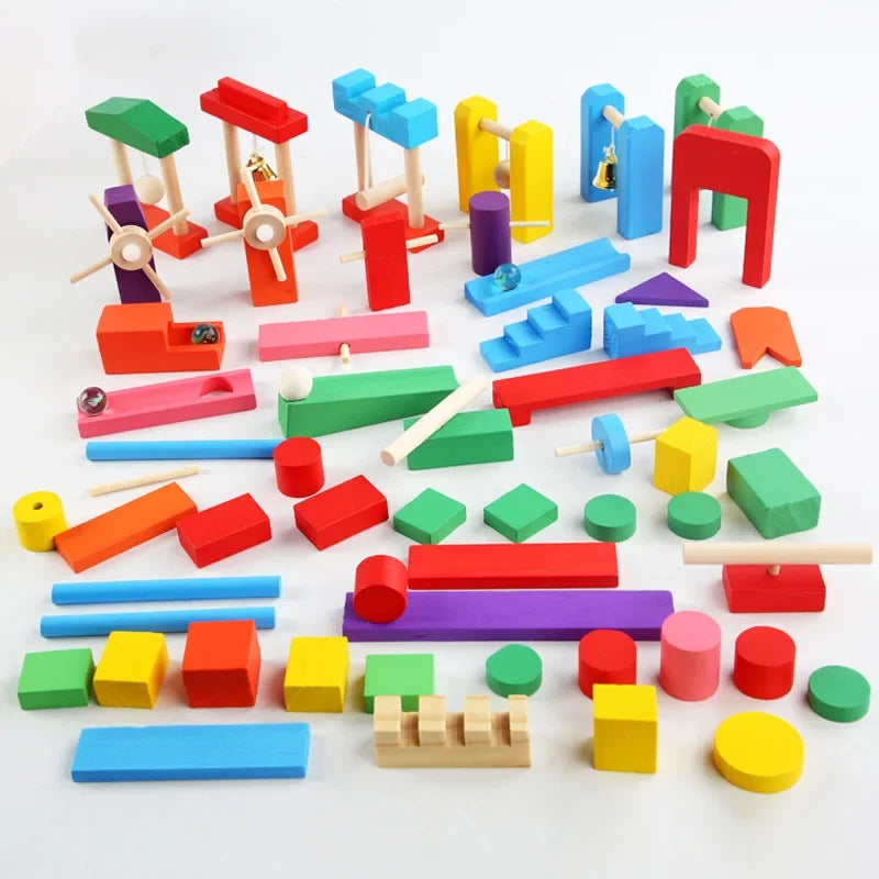 Rainbow Wooden Domino Blocks