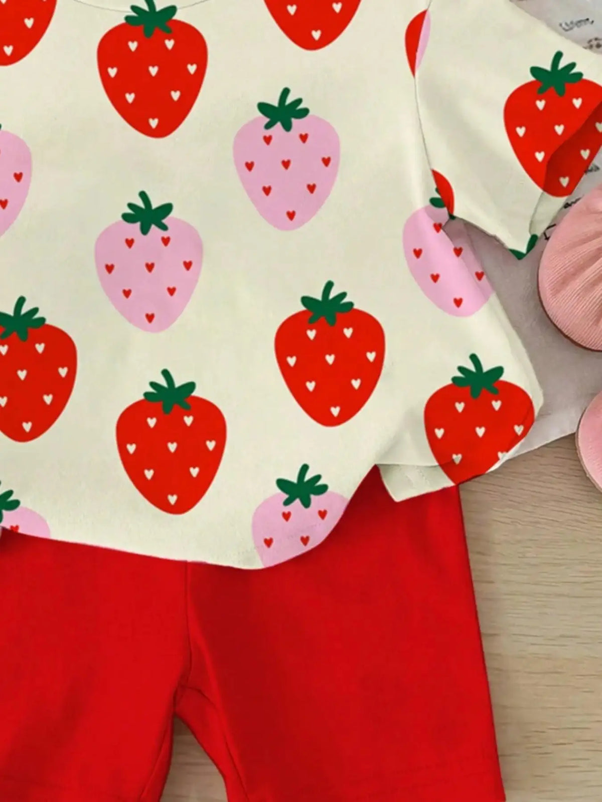 Strawberry Top & Red Leggings Set