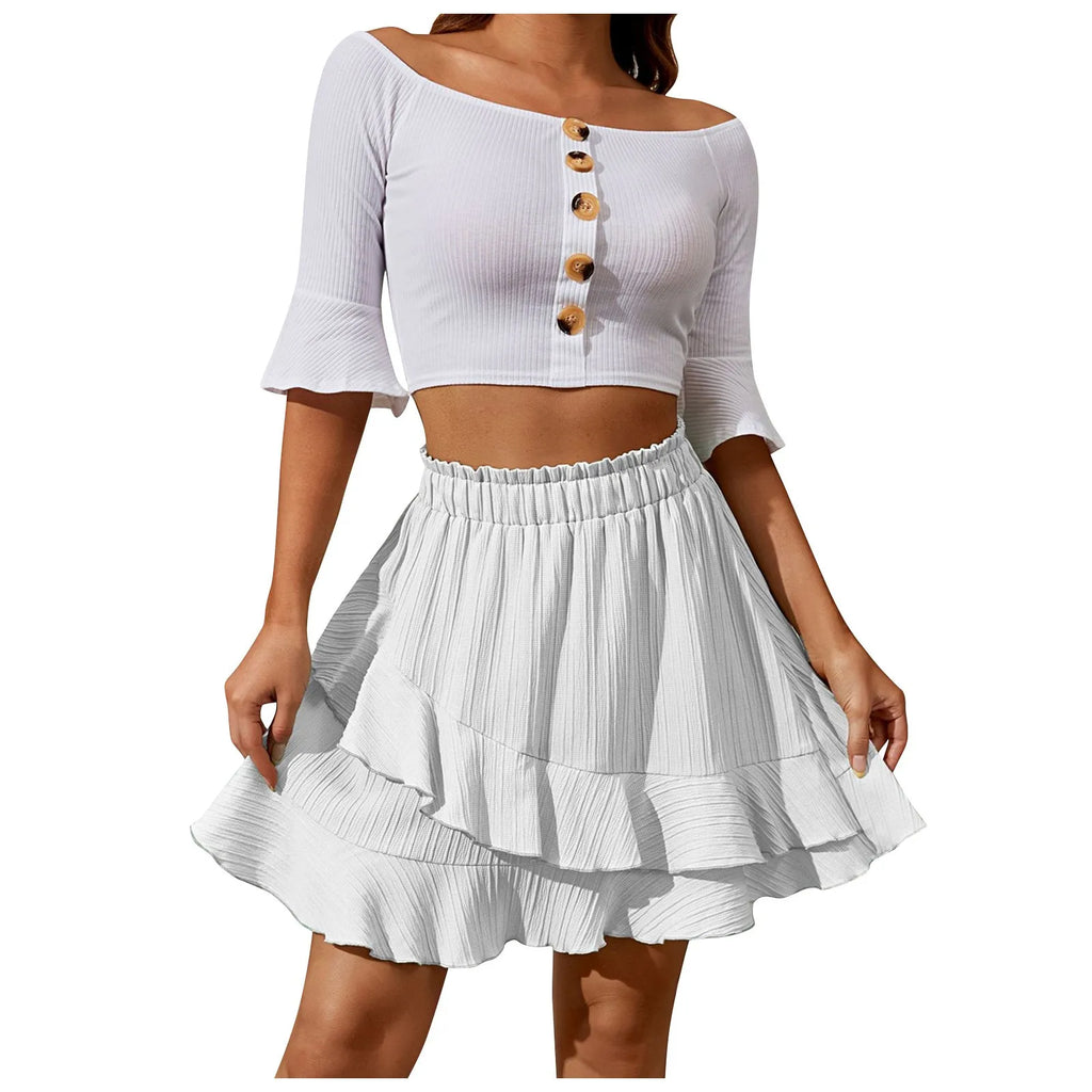 Asymmetric Ruffle Mini Skirt