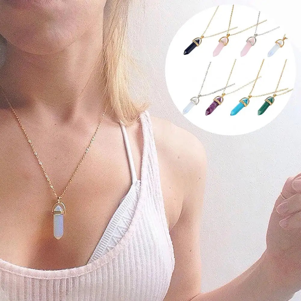 Faux Crystal Pendant Necklace