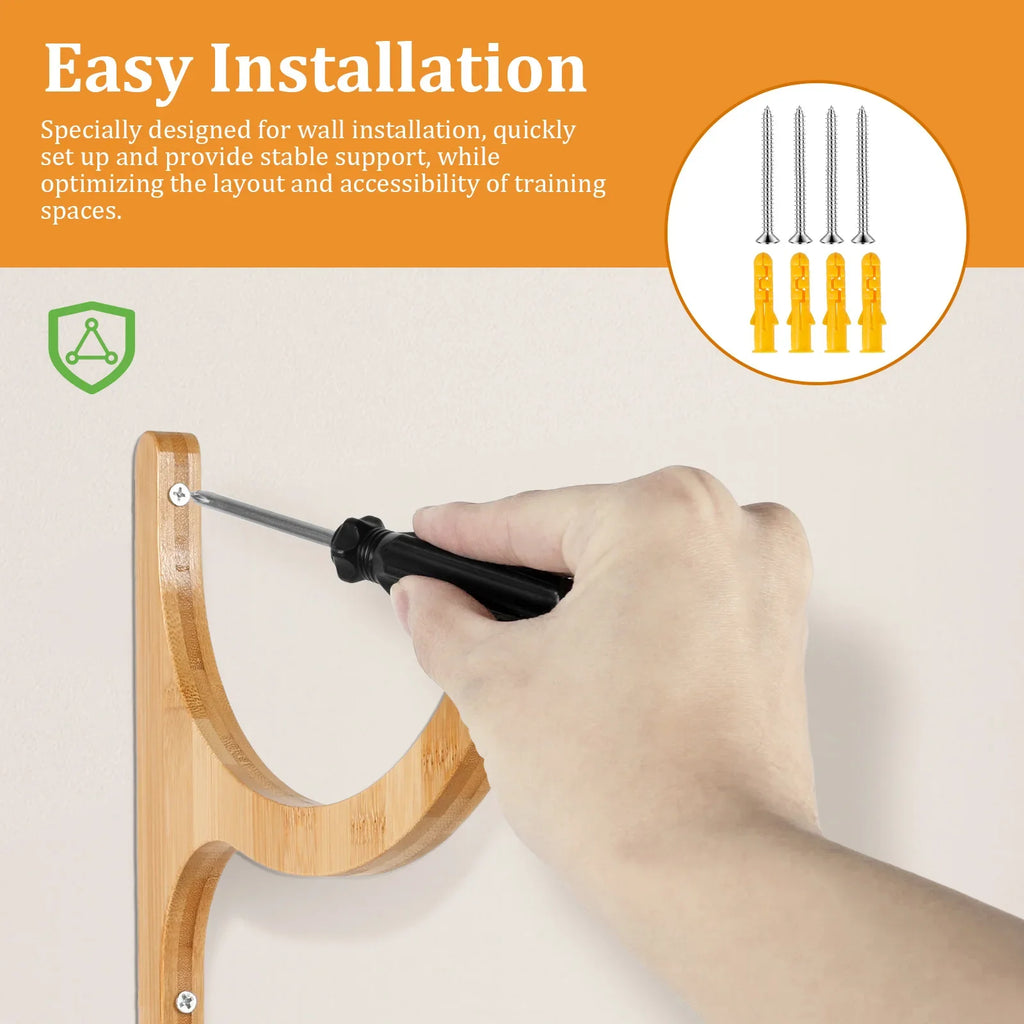 Wooden Yoga Mat Wall Rack Pair