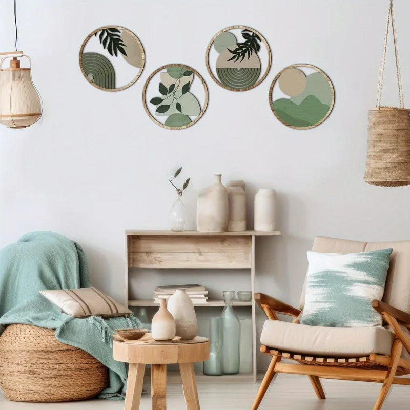 Four-Piece Geometric Wooden Wall Art